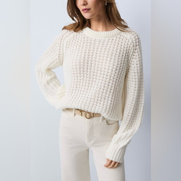 Line The Label Sweaters - Line the Label Cream Crewneck Knit Sweater | S